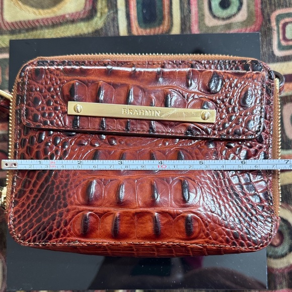 Brahmin ‘Jules’ Rich Brown Croc-Embossed Crossbody Bag - Picture 9 of 10